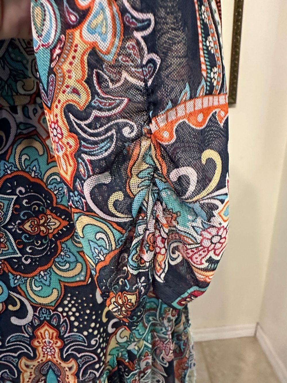 Harlow & Rose Navy Multicolor Geometric Asymmetrical Hem Dress Size Medium - Picture 11 of 15